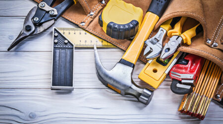 Commonly used tools for construction, repairs, and maintenance