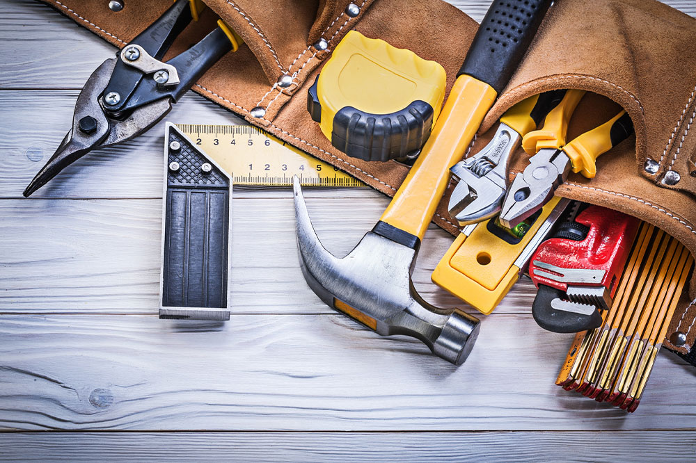 Commonly used tools for construction, repairs, and maintenance